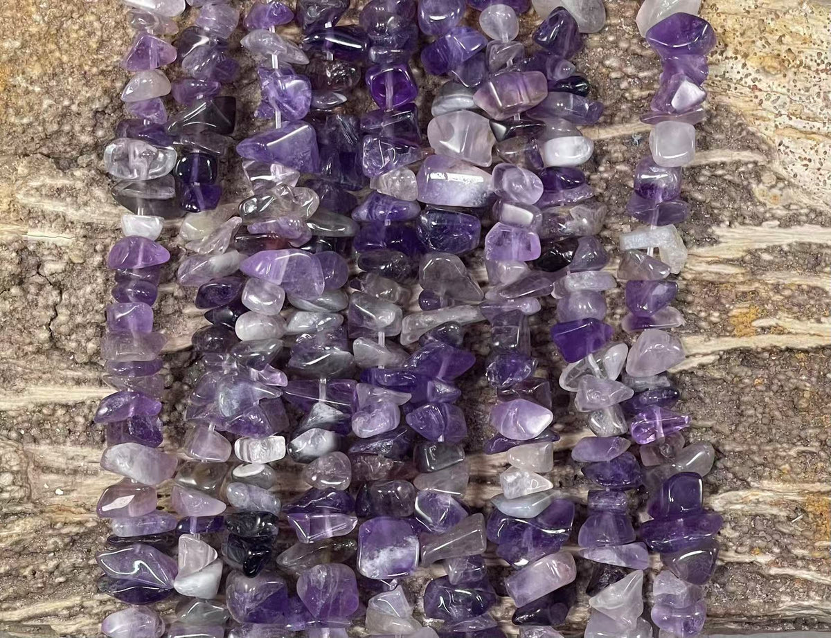 Polished Amethyst Chip Bead Strand, 7-10 mm, 15.5-16 in