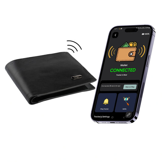 Smart Bifold Wallet with Bluetooth Tracker and RFID Protection