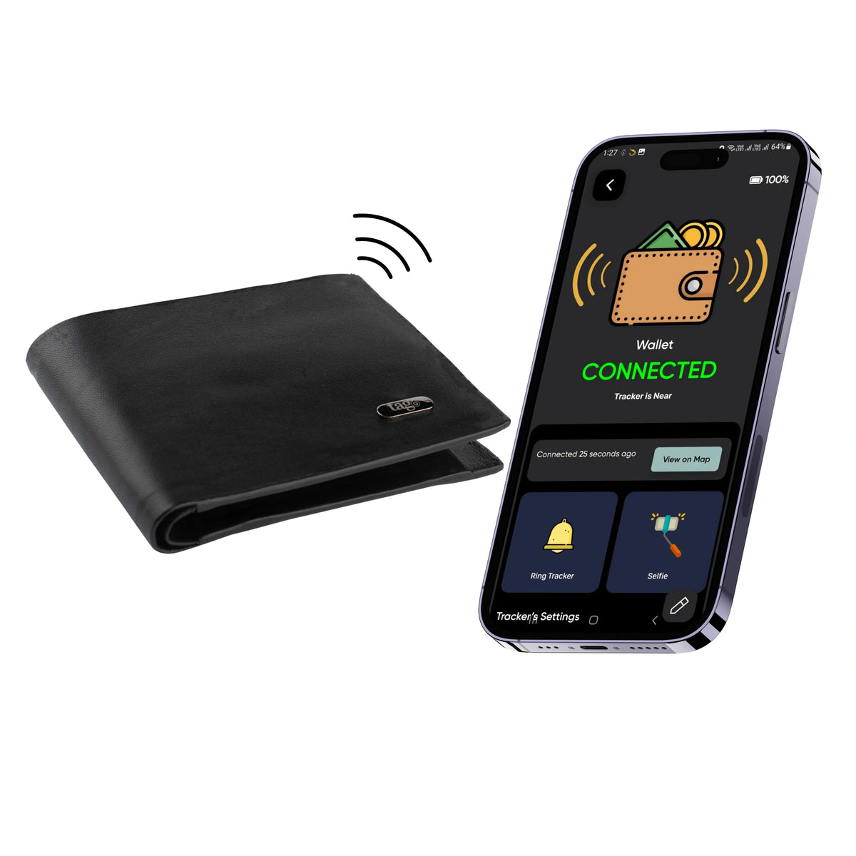 Smart Bifold Wallet with Bluetooth Tracker and RFID Protection