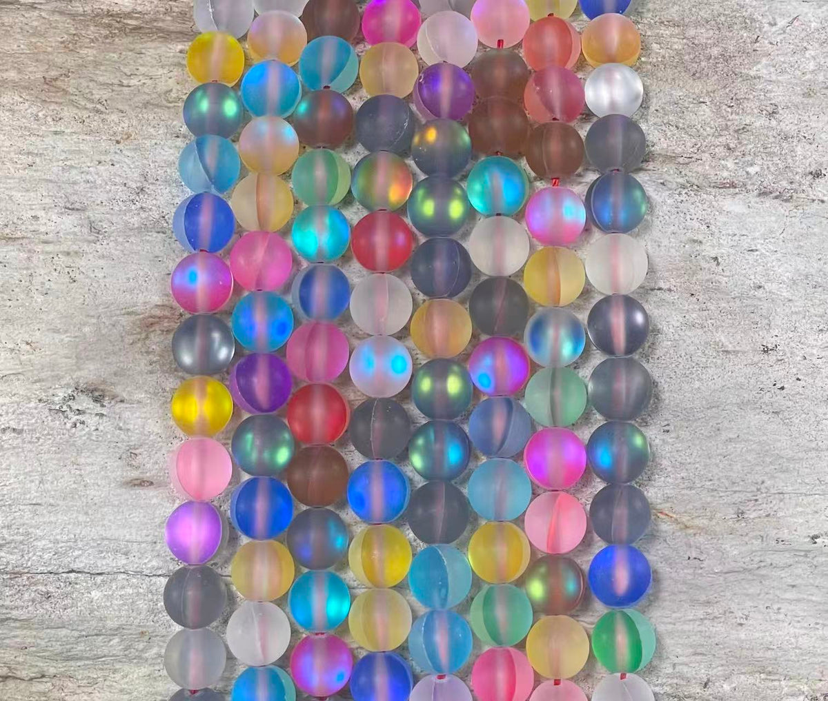 Matte Mermaid Glass Bead Strand, 6 mm or 8 mm