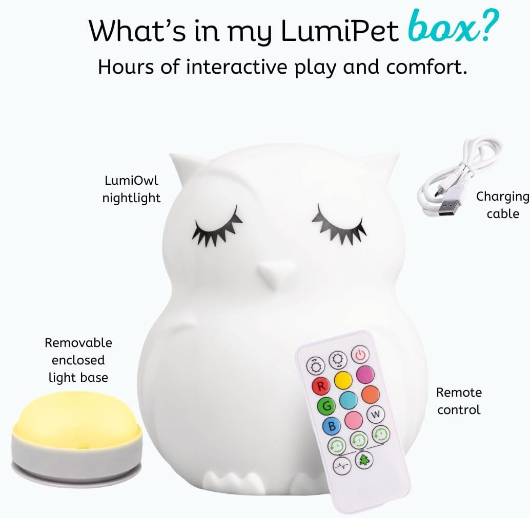 Charming Owl Squishy Night Light for Kids - Color Changing Silicone Lamp with Remote Control | Rechargeable, Portable & Perfect for Nurseries