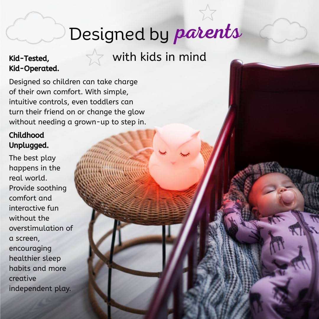 Charming Owl Squishy Night Light for Kids - Color Changing Silicone Lamp with Remote Control | Rechargeable, Portable & Perfect for Nurseries
