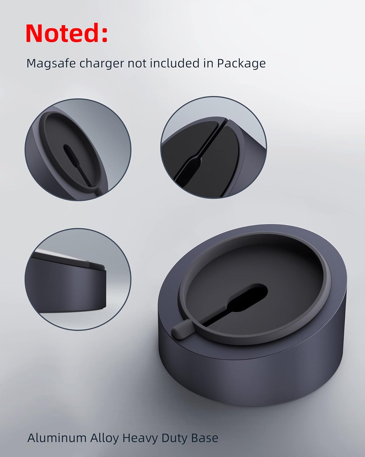 Premium MagSafe Charger Stand - Heavy-Duty Metal Holder for iPhone 17/16/15/14/13/12 - Stylish Grey Desktop Mount