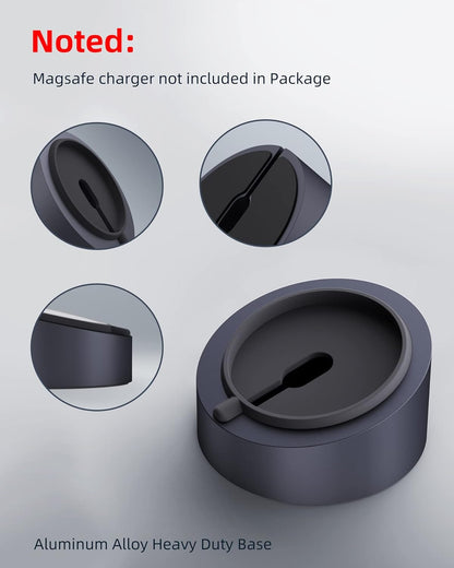 Premium MagSafe Charger Stand - Heavy-Duty Metal Holder for iPhone 17/16/15/14/13/12 - Stylish Grey Desktop Mount