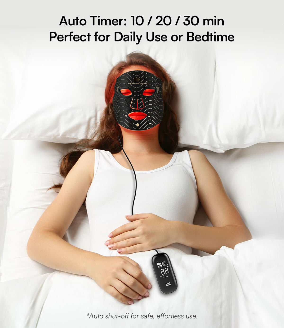 Transform Your Skin with the INIA Red Light Therapy Mask - 4 Modes of Healing Power, Visible Results in Just 4 Weeks!