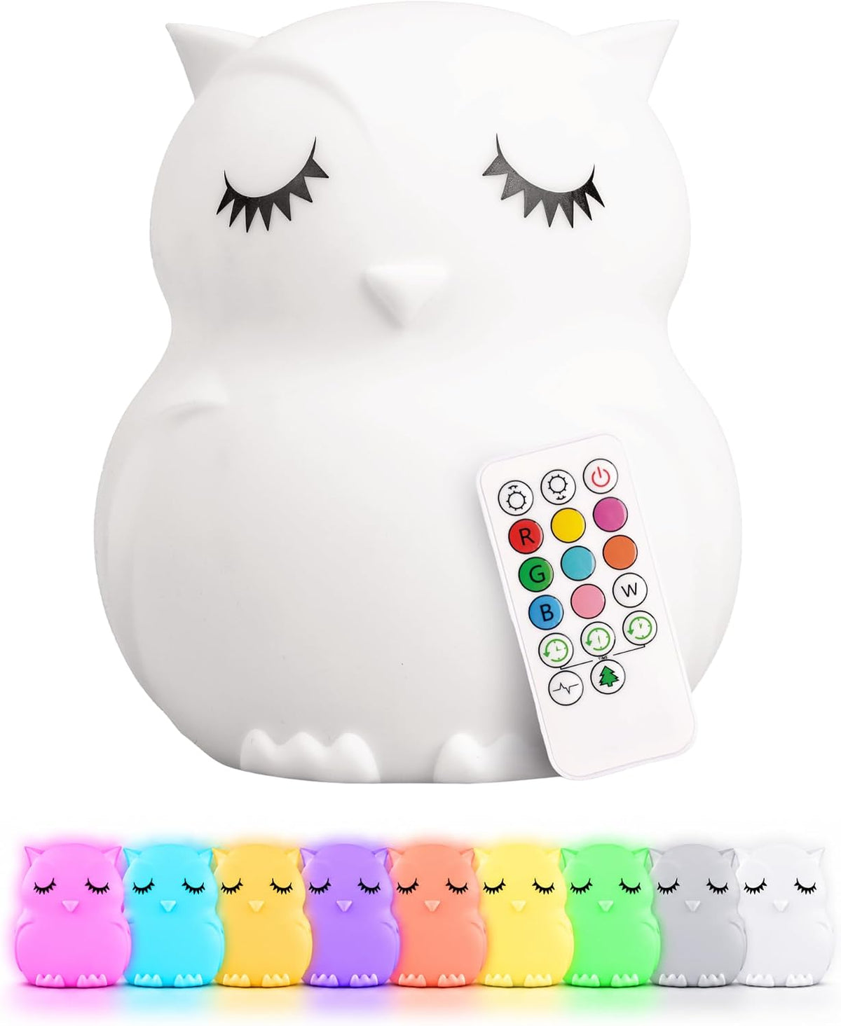 Charming Owl Squishy Night Light for Kids - Color Changing Silicone Lamp with Remote Control | Rechargeable, Portable & Perfect for Nurseries