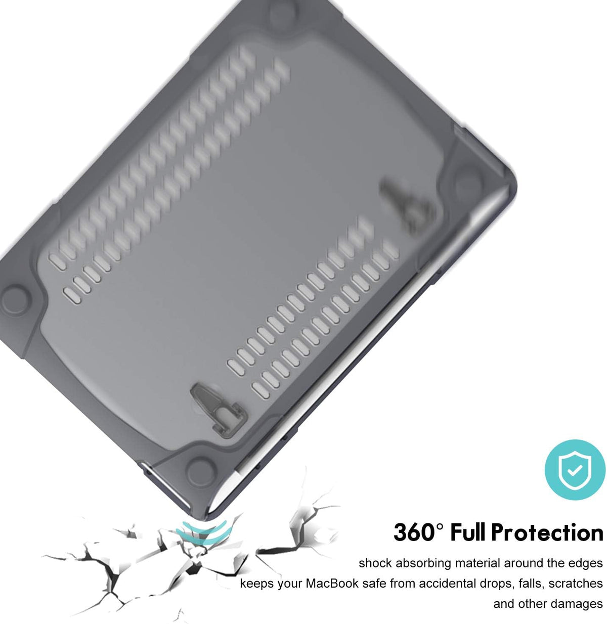 Premium Grey Fold Kickstand Case for MacBook Air 13" (2020/2019/2018) - Heavy Duty Protection with Slim Hard Shell Design for M1 & Intel Models