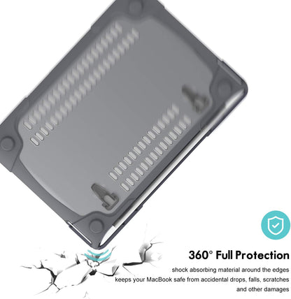 Premium Grey Fold Kickstand Case for MacBook Air 13" (2020/2019/2018) - Heavy Duty Protection with Slim Hard Shell Design for M1 & Intel Models
