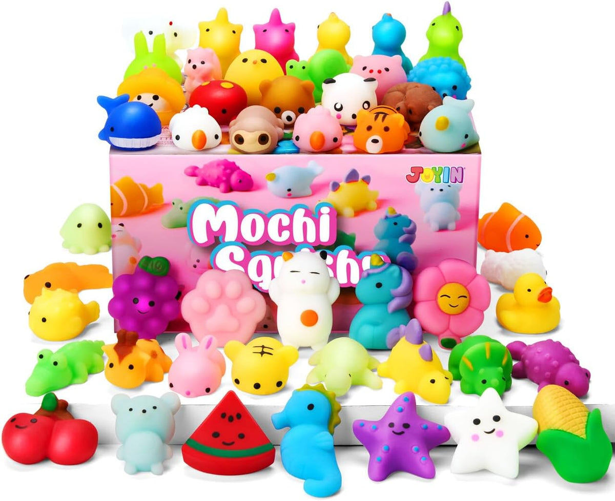 Exciting 50-Pack Mochi Squishy Toy Set - Adorable Mini Stress Relief Toys for Kids, Perfect Party Favors and Classroom Prizes!
