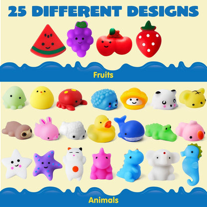 Exciting 50-Pack Mochi Squishy Toy Set - Adorable Mini Stress Relief Toys for Kids, Perfect Party Favors and Classroom Prizes!