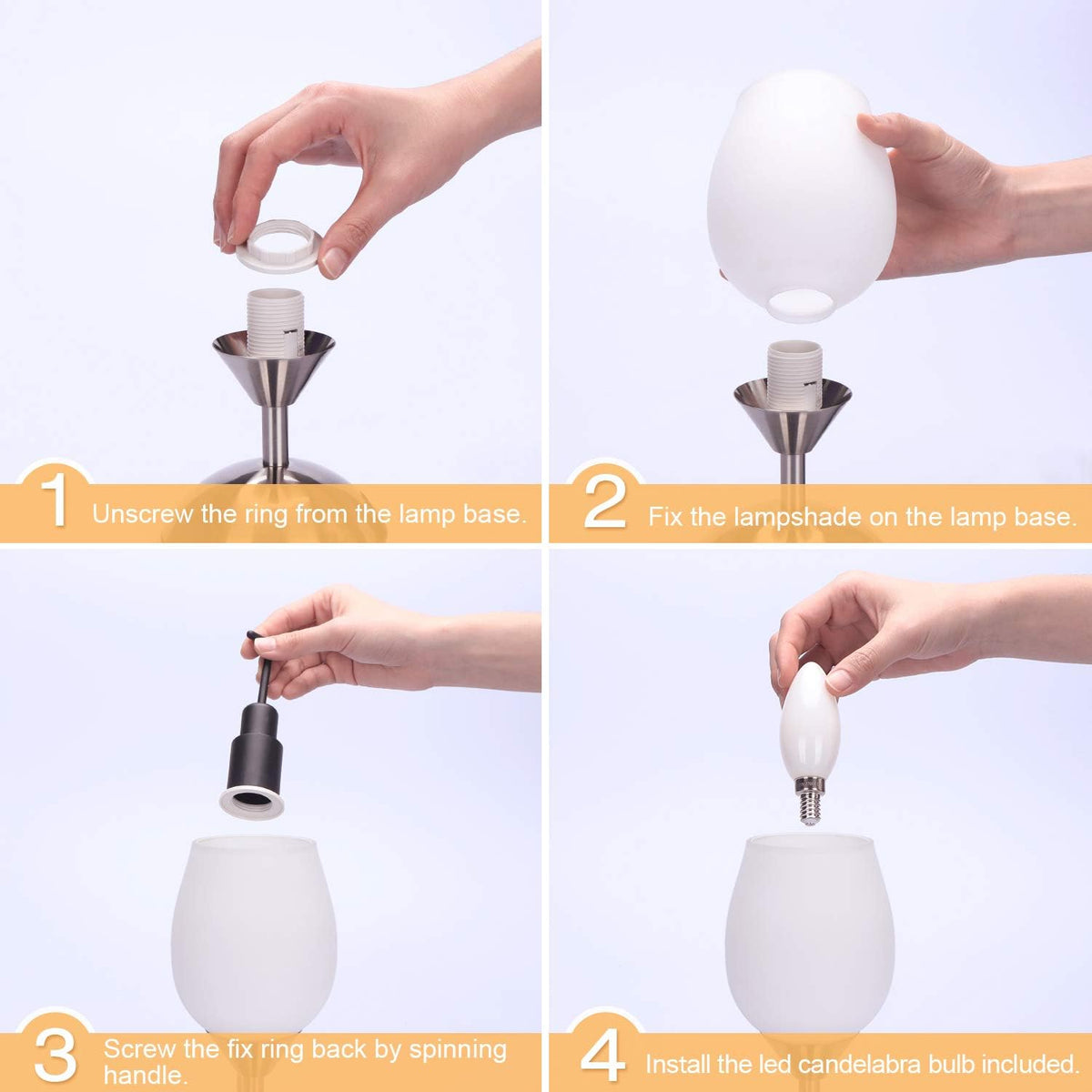 Chic Small Touch Lamp for Nightstands - 3-Way Dimmable Opal Glass Table Lamp with Silver Base - Perfect Ambient Lighting for Small Spaces in Bedroom, Living Room, and Office - E12 LED Bulb Included