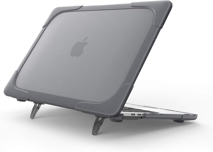 Premium Grey Fold Kickstand Case for MacBook Air 13" (2020/2019/2018) - Heavy Duty Protection with Slim Hard Shell Design for M1 & Intel Models