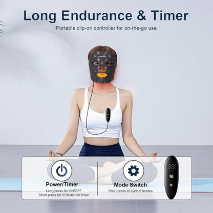 Transform Your Skincare Routine with the Ultra-Light Red Light Therapy Mask - Model RB-061 | 8-Mode Near-Infrared LED Mask with Rechargeable Battery for Home & Travel