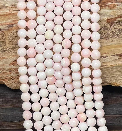 Grade A Queen Conch Shell Round Bead Strand, 8 mm, 15.5-16 in