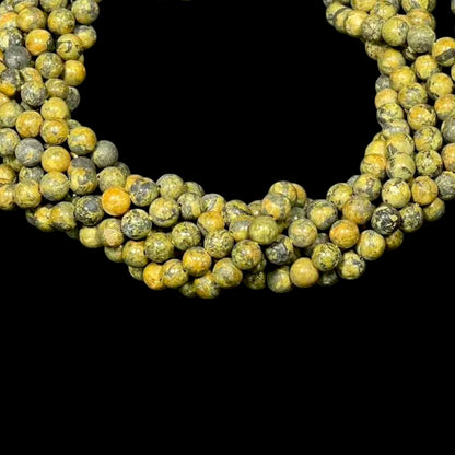 Sulfur Round Bead Strand, 6-10 mm