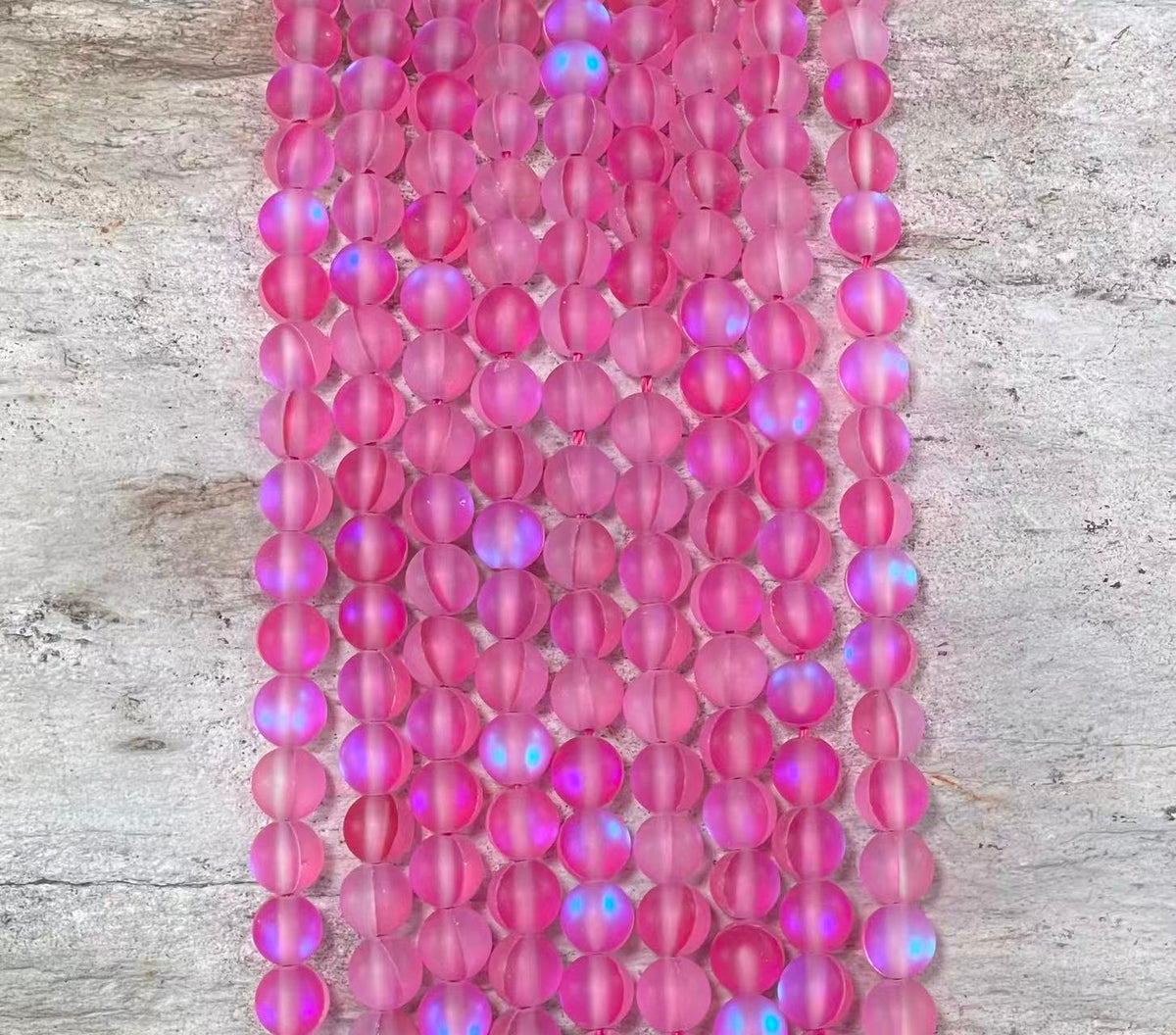 Matte Round Glass Bead Strand, 6 mm or 8 mm