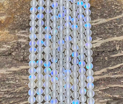 Matte Mermaid Glass Bead Strand, 6 mm or 8 mm