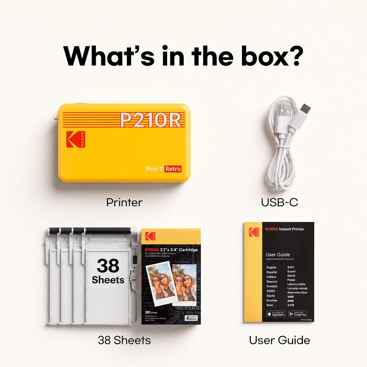 KODAK Mini 2 Retro Portable Photo Printer - Instant 2x3 Prints, Bluetooth Connectivity, Smudge-Proof & Water-Resistant, Perfect for iPhone & Android Users