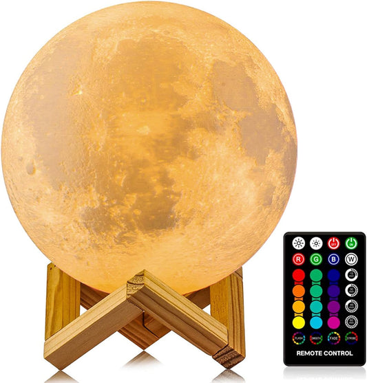 Moon Lamp, 16 Colors LED Night Light with Remote/Touch, Timer/Dimming 4.7In | 3D Printed Moon Light with Stand, 4 Modes, Kids Night Light for Bedroom Decor, Gifts for Kid Friend for Birthday Christmas