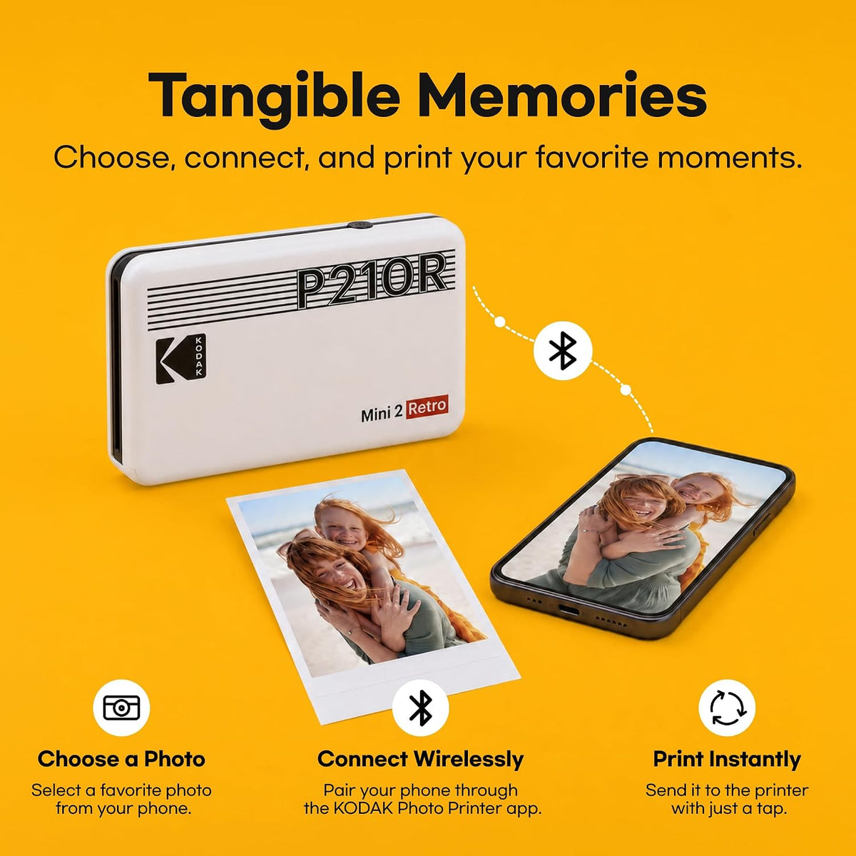KODAK Mini 2 Retro Portable Photo Printer - Instant 2x3 Prints, Bluetooth Connectivity, Smudge-Proof & Water-Resistant, Perfect for iPhone & Android Users