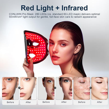 Transform Your Skincare Routine with the Ultra-Light Red Light Therapy Mask - Model RB-061 | 8-Mode Near-Infrared LED Mask with Rechargeable Battery for Home & Travel