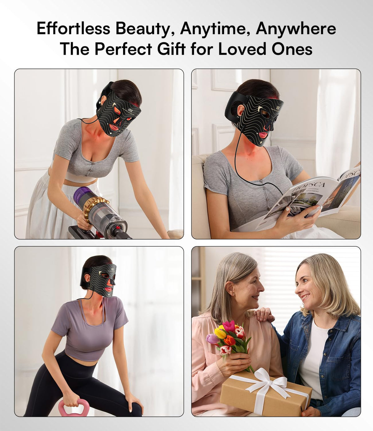 Transform Your Skin with the INIA Red Light Therapy Mask - 4 Modes of Healing Power, Visible Results in Just 4 Weeks!