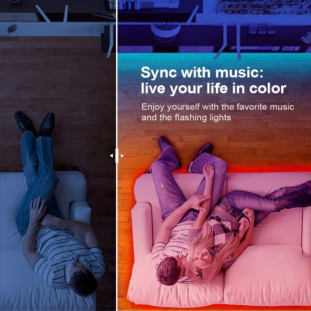 Transform Your Space with 50 FT Color Changing LED Strip Lights - Bluetooth Controlled, Music Sync, and Remote Access for Ultimate Ambiance