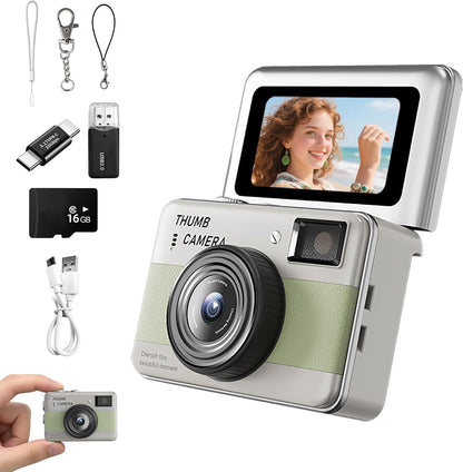 Compact HD Mini Keychain Camera with Flip Screen - Travel-Friendly Digital Camera with Multiple Modes & SD Card, Perfect Fashion Pendant Gift!