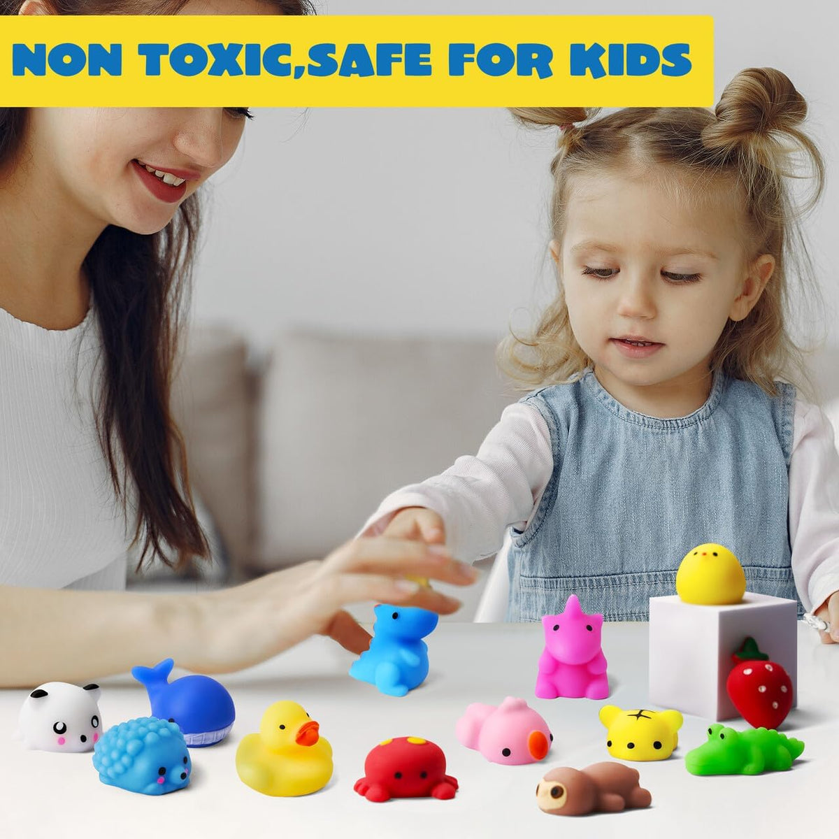 Exciting 50-Pack Mochi Squishy Toy Set - Adorable Mini Stress Relief Toys for Kids, Perfect Party Favors and Classroom Prizes!