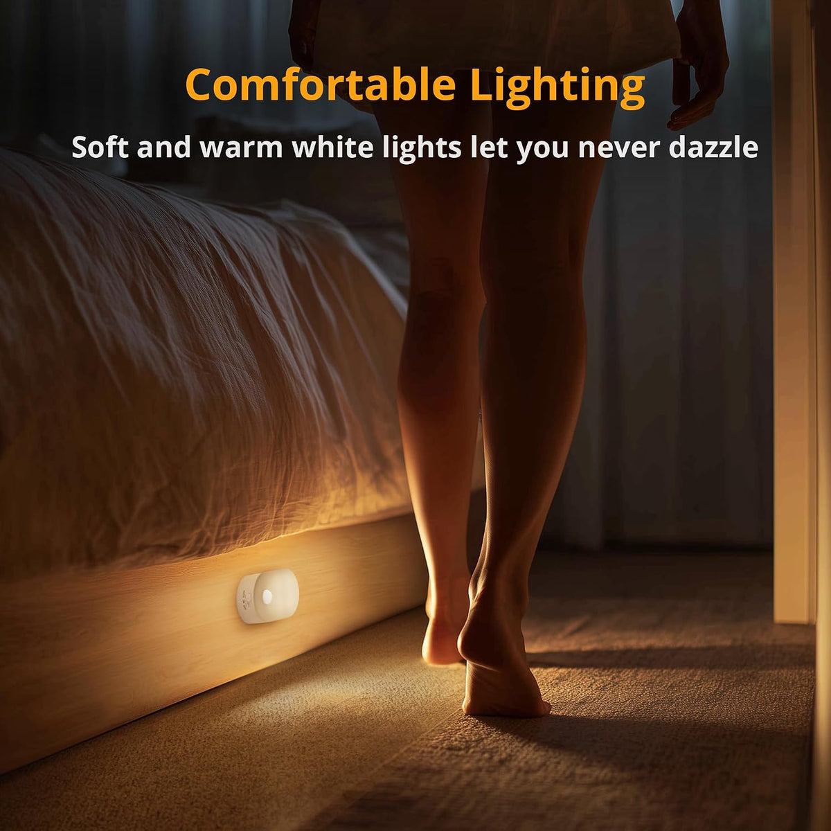 Illuminate Your Space with the Rechargeable Motion Sensor Night Light - Portable Mini Warm White LED Stick-On for Effortless Comfort in Any Room - 2-Pack