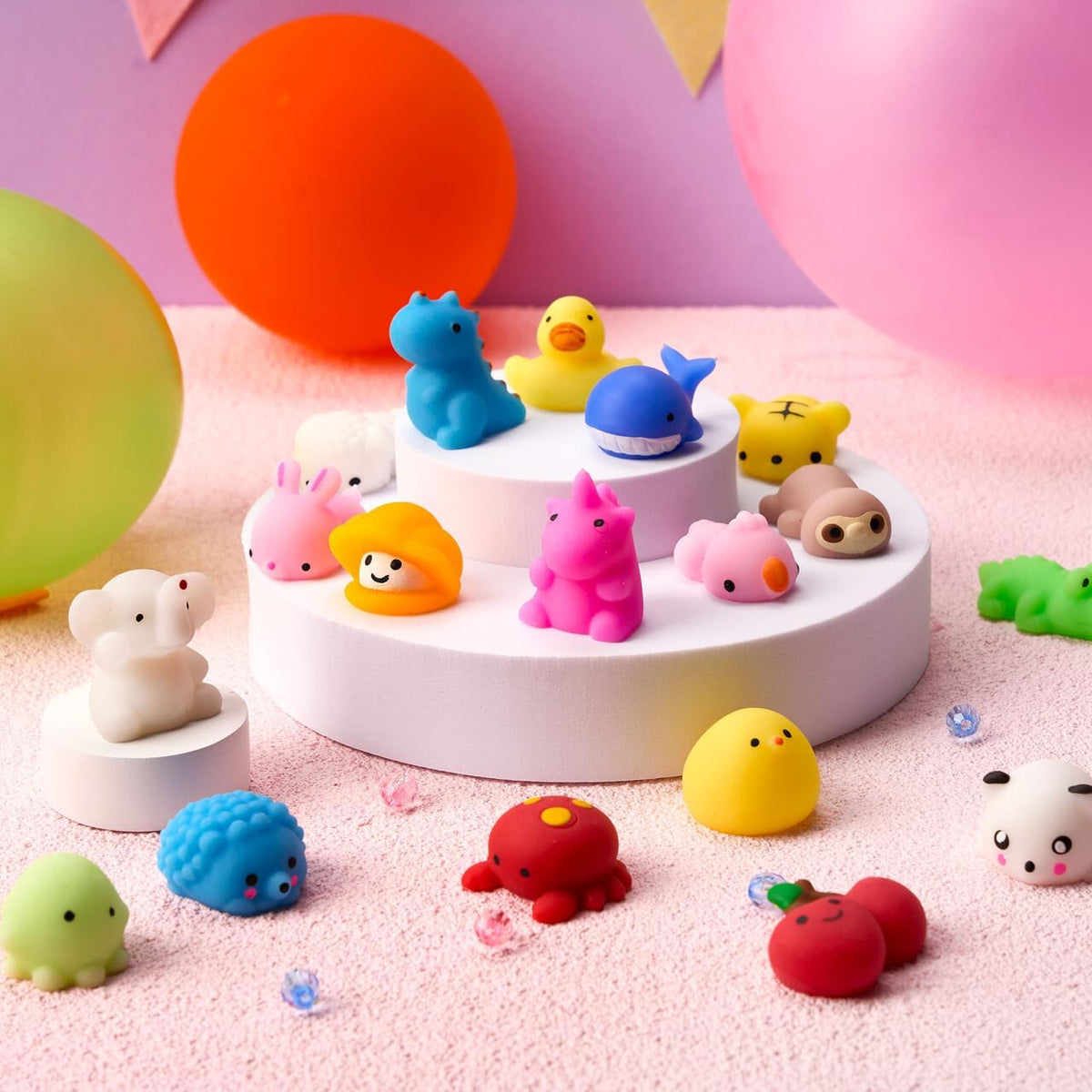 Exciting 50-Pack Mochi Squishy Toy Set - Adorable Mini Stress Relief Toys for Kids, Perfect Party Favors and Classroom Prizes!
