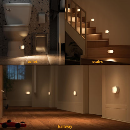 Illuminate Your Space with the Rechargeable Motion Sensor Night Light - Portable Mini Warm White LED Stick-On for Effortless Comfort in Any Room - 2-Pack