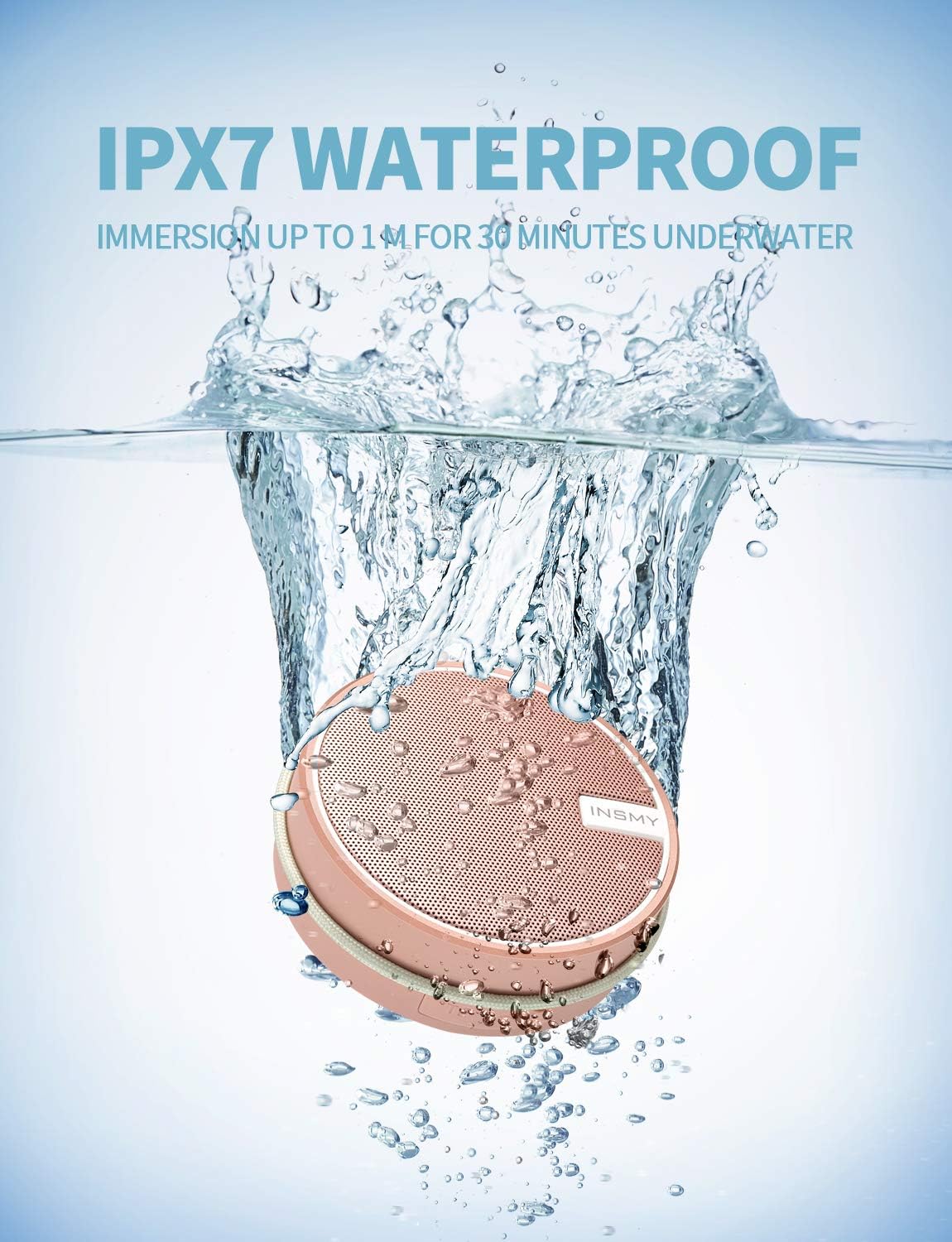 C12 IP67 Waterproof Bluetooth Shower Speaker - Portable, Loud & Clear Sound in Cashmere Pink | Perfect for Outdoor Adventures, Travel & Parties with Suction Cup & TF Card Support
