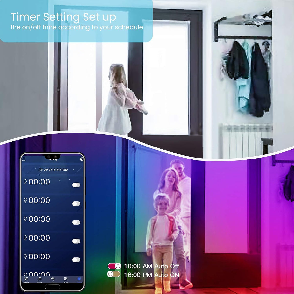 Transform Your Space with 50 FT Color Changing LED Strip Lights - Bluetooth Controlled, Music Sync, and Remote Access for Ultimate Ambiance