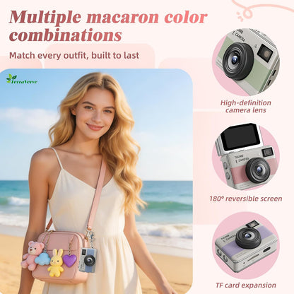 Compact HD Mini Keychain Camera with Flip Screen - Travel-Friendly Digital Camera with Multiple Modes & SD Card, Perfect Fashion Pendant Gift!