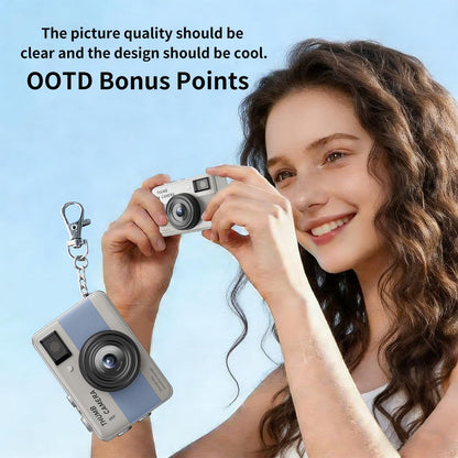 Compact HD Mini Keychain Camera with Flip Screen - Travel-Friendly Digital Camera with Multiple Modes & SD Card, Perfect Fashion Pendant Gift!