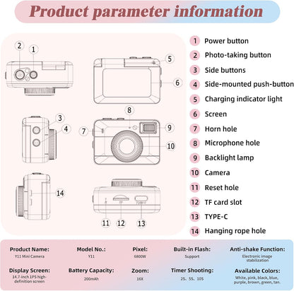 Compact HD Mini Keychain Camera with Flip Screen - Travel-Friendly Digital Camera with Multiple Modes & SD Card, Perfect Fashion Pendant Gift!