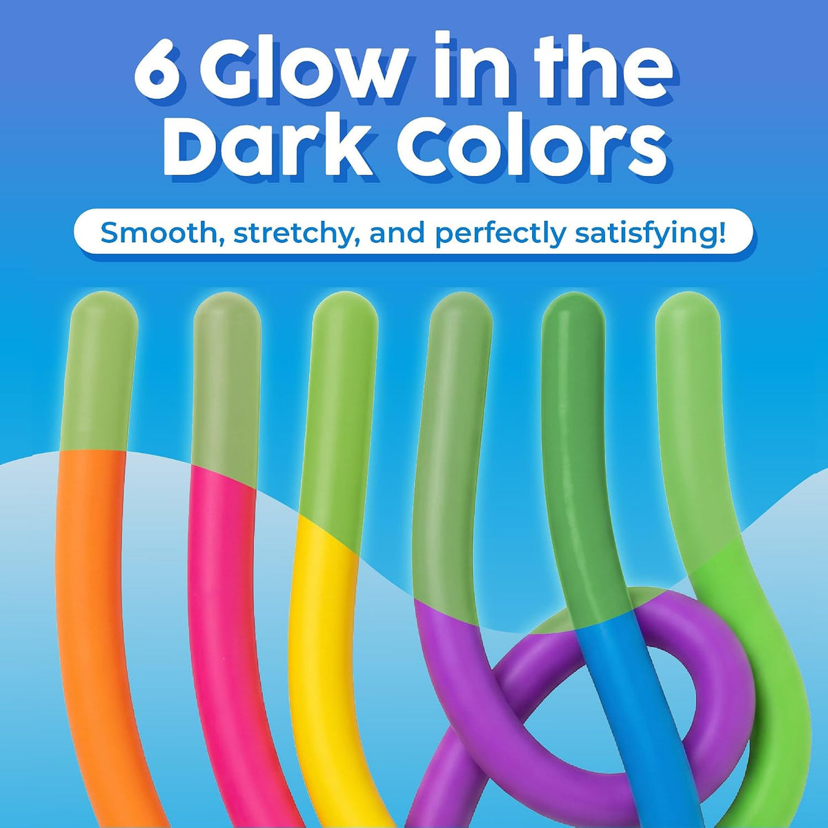 Glow in the Dark Stretchy Strings - 6 Pack of Fun Sensory Fidget Toys for Kids 3+ - Perfect for Quiet Play and Classroom Entertainment