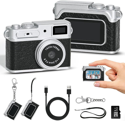 Capture Every Moment with the Mini Digital Camera 1080P HD - Compact Keychain Camera with 64GB Card, 0.96" Display, Perfect for Kids & Adults, Long Battery Life for Travel Adventures in Sleek Black