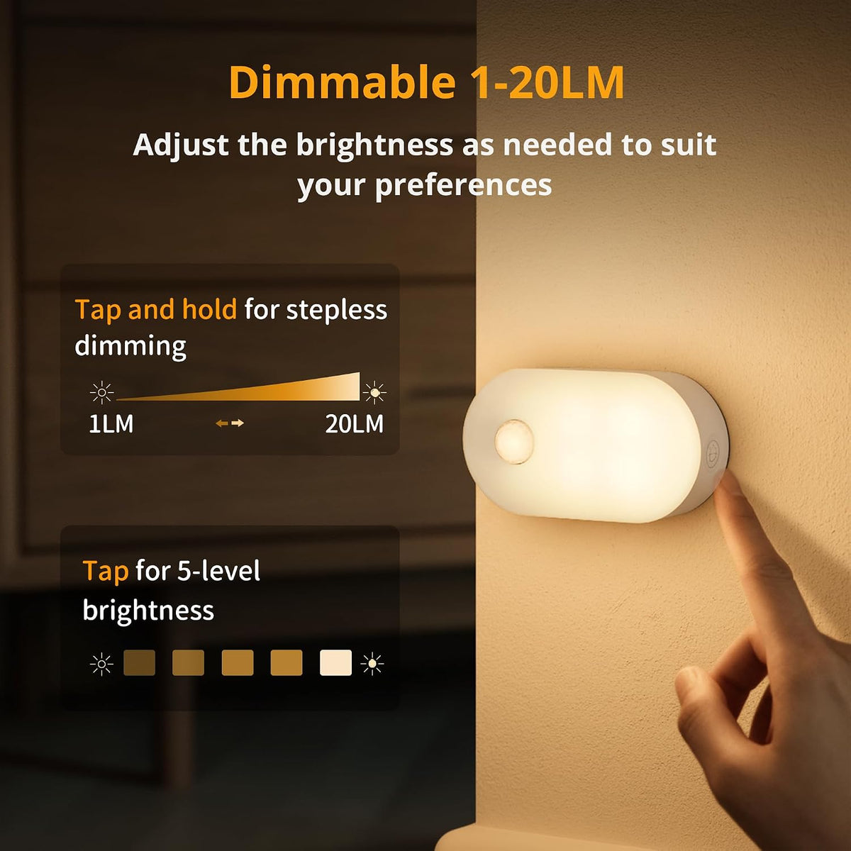 Illuminate Your Space with the Rechargeable Motion Sensor Night Light - Portable Mini Warm White LED Stick-On for Effortless Comfort in Any Room - 2-Pack