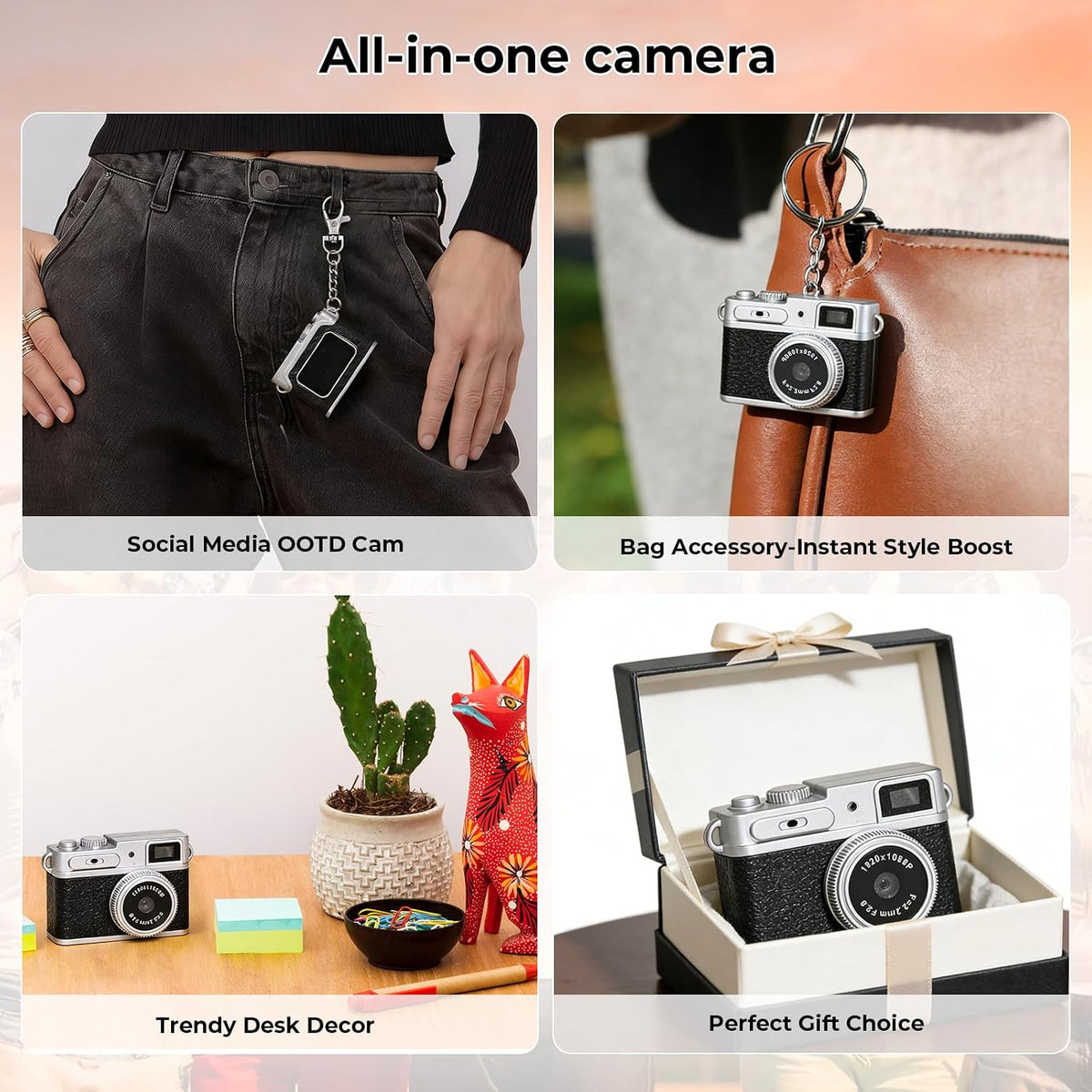 Capture Every Moment with the Mini Digital Camera 1080P HD - Compact Keychain Camera with 64GB Card, 0.96" Display, Perfect for Kids & Adults, Long Battery Life for Travel Adventures in Sleek Black