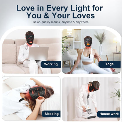 Transform Your Skincare Routine with the Ultra-Light Red Light Therapy Mask - Model RB-061 | 8-Mode Near-Infrared LED Mask with Rechargeable Battery for Home & Travel