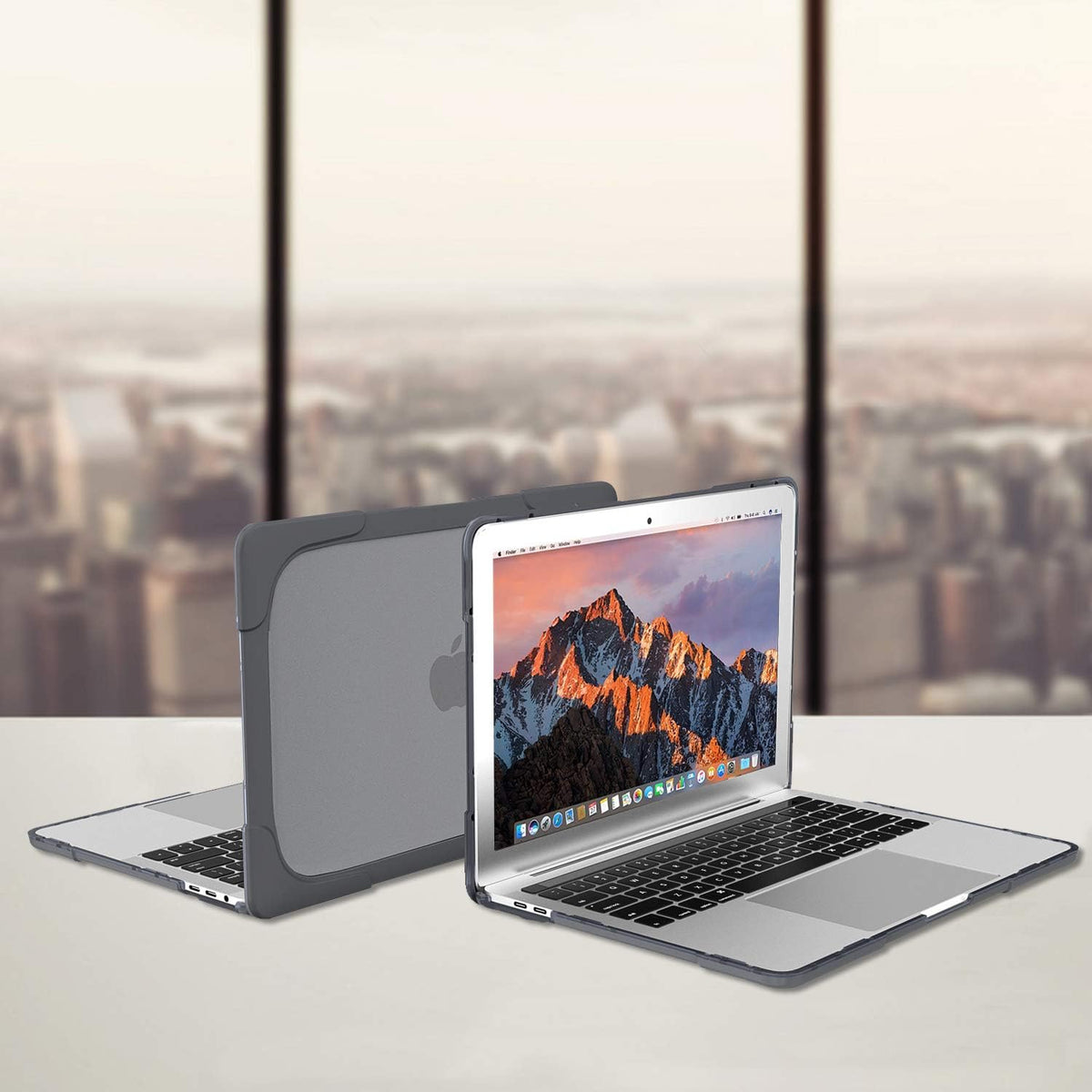 Premium Grey Fold Kickstand Case for MacBook Air 13" (2020/2019/2018) - Heavy Duty Protection with Slim Hard Shell Design for M1 & Intel Models