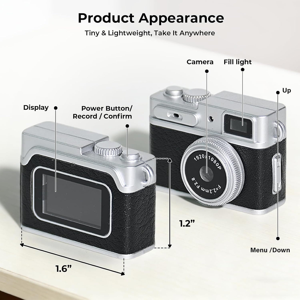 Capture Every Moment with the Mini Digital Camera 1080P HD - Compact Keychain Camera with 64GB Card, 0.96" Display, Perfect for Kids & Adults, Long Battery Life for Travel Adventures in Sleek Black