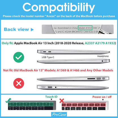 Premium Grey Fold Kickstand Case for MacBook Air 13" (2020/2019/2018) - Heavy Duty Protection with Slim Hard Shell Design for M1 & Intel Models