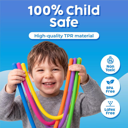 Glow in the Dark Stretchy Strings - 6 Pack of Fun Sensory Fidget Toys for Kids 3+ - Perfect for Quiet Play and Classroom Entertainment