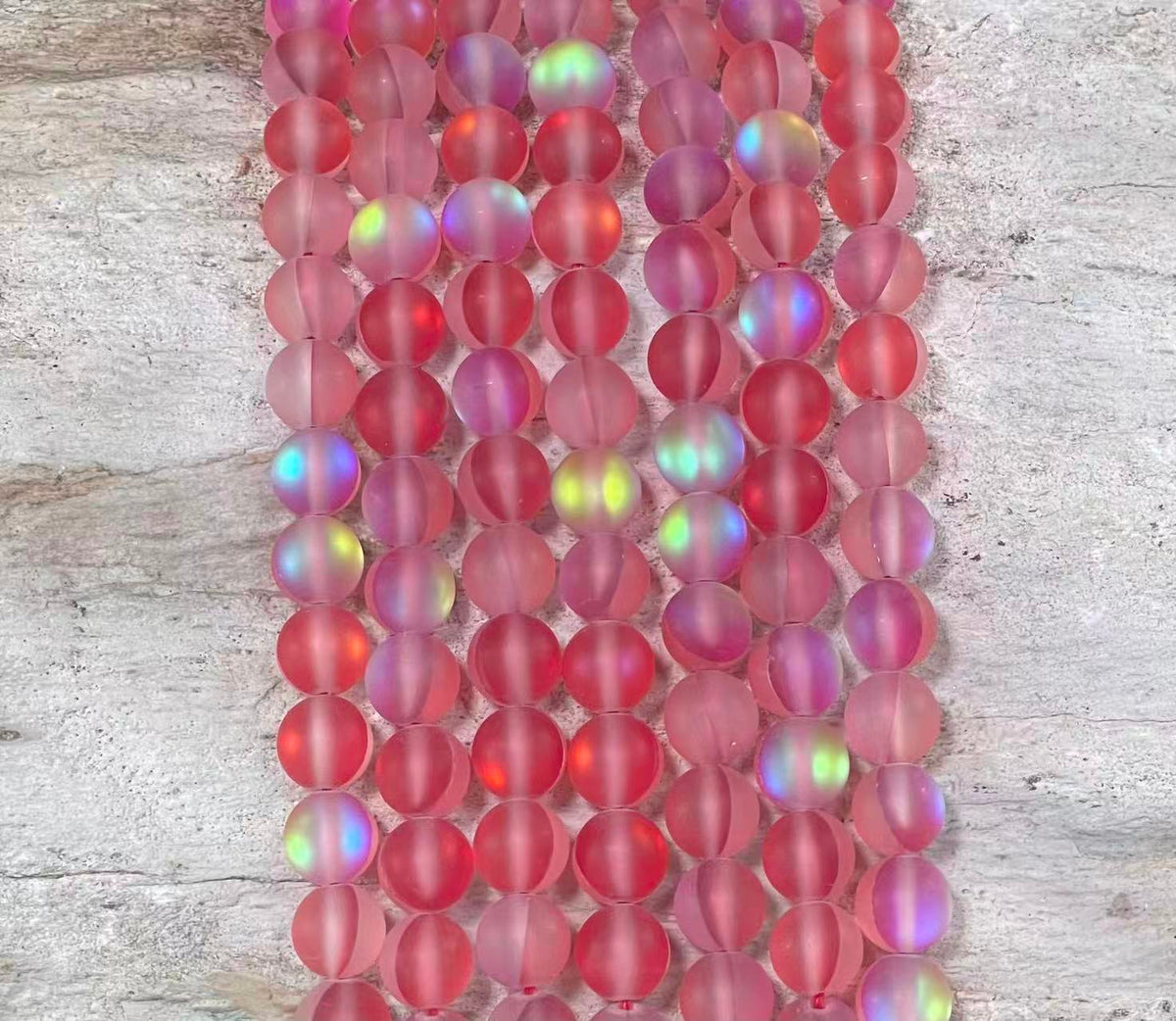 Matte Round Glass Bead Strand, 6 mm or 8 mm