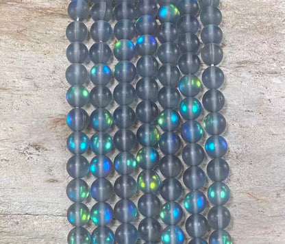 Matte Mermaid Glass Bead Strand, 6 mm or 8 mm
