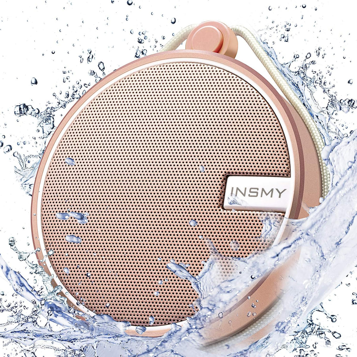 C12 IP67 Waterproof Bluetooth Shower Speaker - Portable, Loud & Clear Sound in Cashmere Pink | Perfect for Outdoor Adventures, Travel & Parties with Suction Cup & TF Card Support