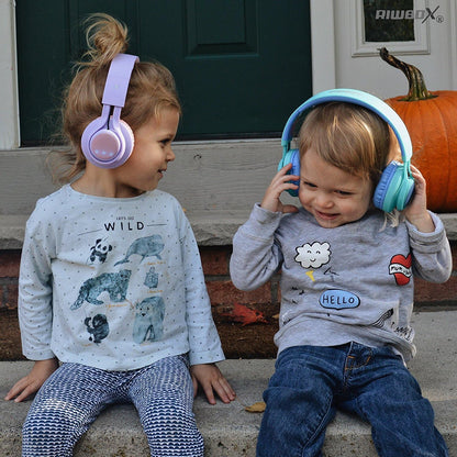 WT-7S Kids Bluetooth Headphones - Colorful LED Light-Up Wireless Foldable Stereo Headset with Microphone & Volume Control for PC, Tablet, TV & Travel (Blue)